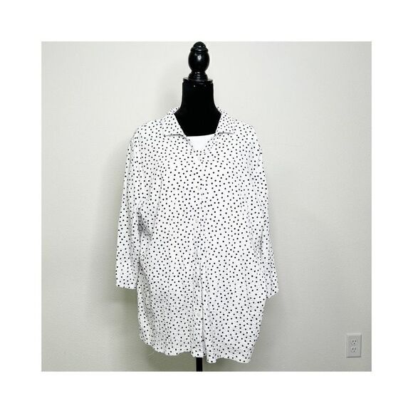 Croft & Barrow Women’s White Black Polka Dot Button Front Inner Tank Top Size 3X - Picture 1 of 13